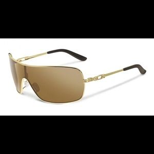 OAKLEY WOMENS SUNGLASSES DISTRESS 4073-05 GOLD SHEILD Polarized Metal W/case